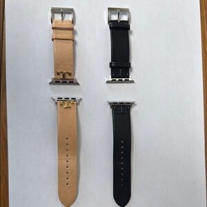 Tory Burch Leather Watch Bands - Tan and Black